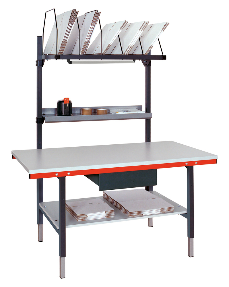 Rocholz complete pack station SYSTEM BASIC 1600, intermed shelf, steel drawer, 1600 x 800 x 1910 mm - 1