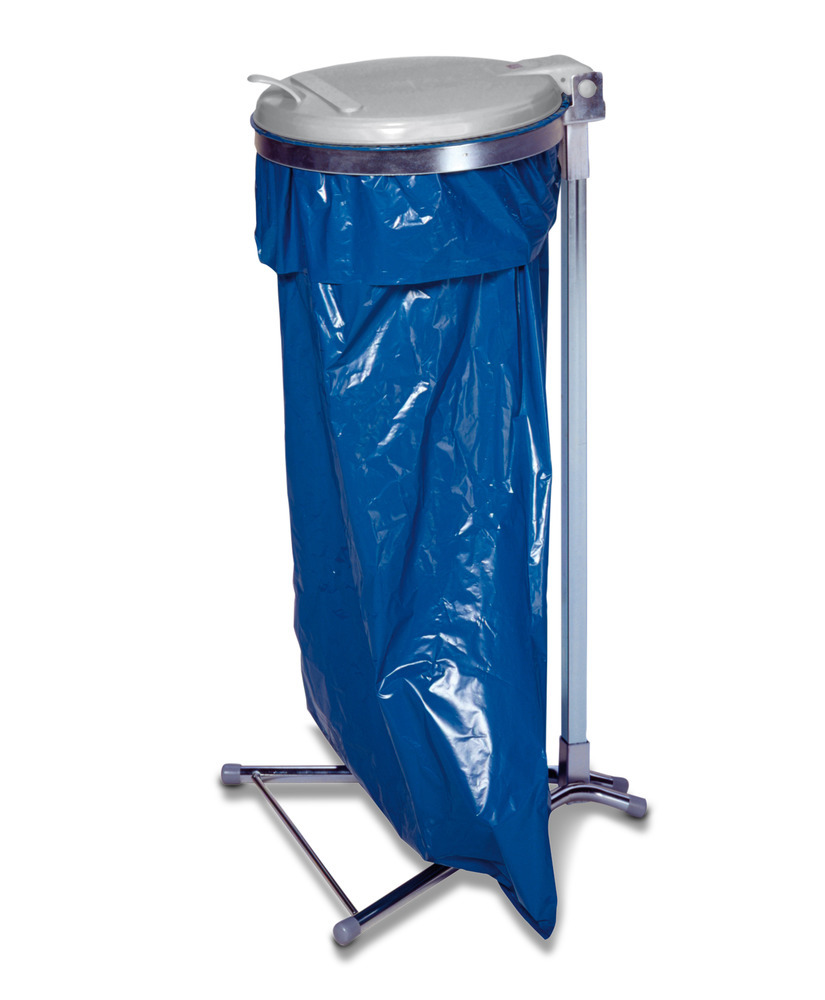 Stand-Abfallsackhalter aus Stahl, verzinkt, mit Kunststoffdeckel - 1