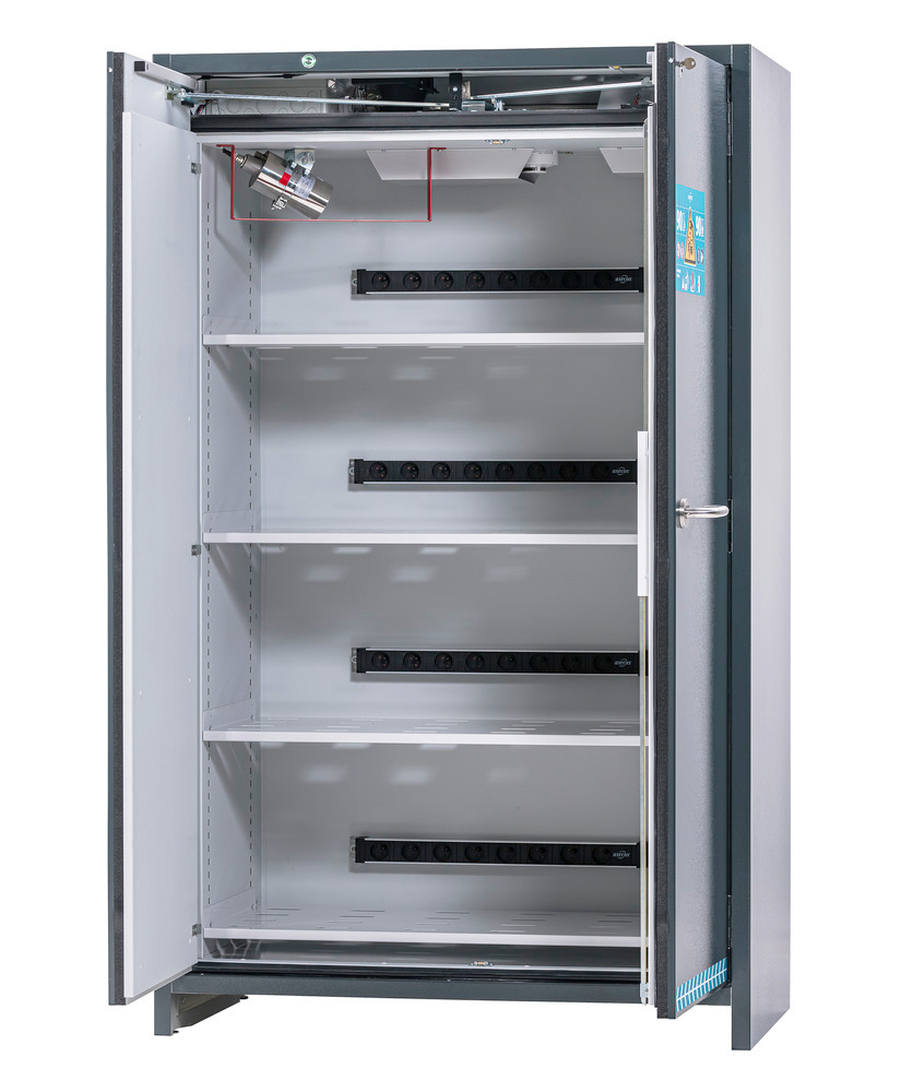 asecos lithium-ion battery charging cabinet SmartStore-Ultra, 4 shelves, W 1200 mm, UK - 1
