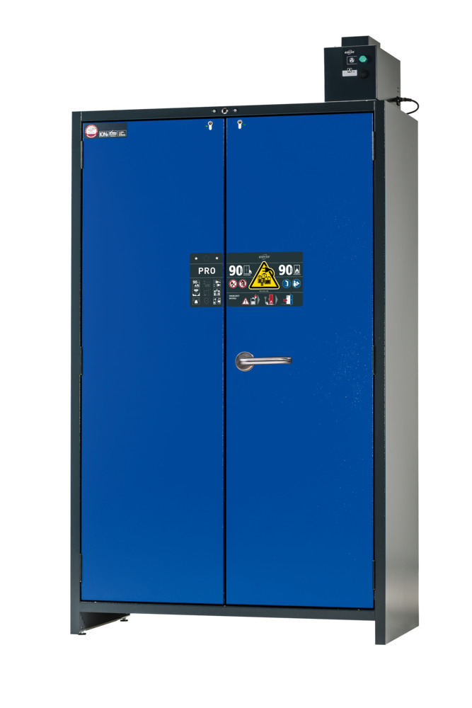 asecos batteriskab SmartStore-Pro, til opladning af lithium-ion batterier, 5 hylder, B 1200 mm - 1