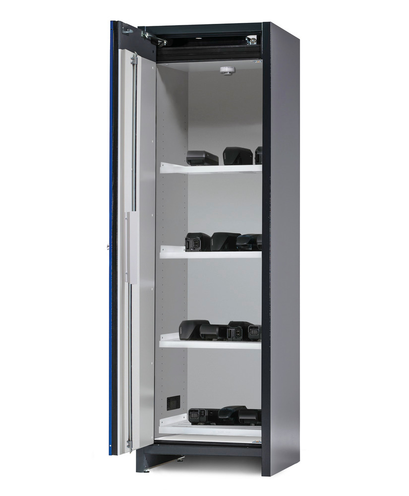 asecos lithium-ion battery storage cabinet, SafeStore Core, 4 shelves, W 600 mm - 1