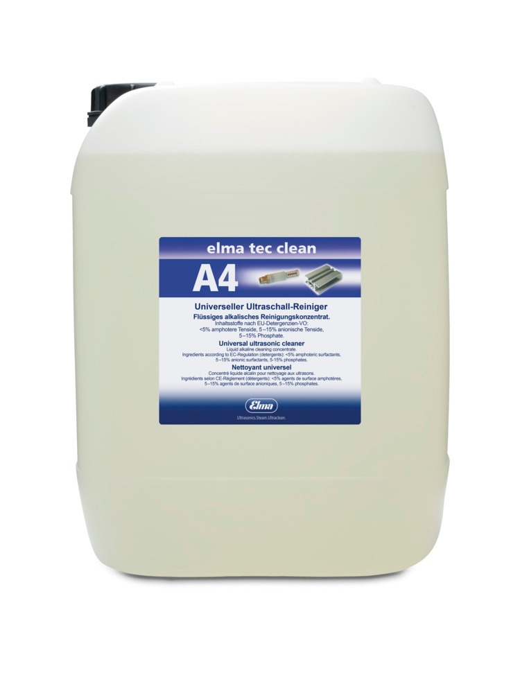 Limpiador para equipo de ultrasonidos elma tec clean A4, alcalino, concentrado, 10 litros - 1