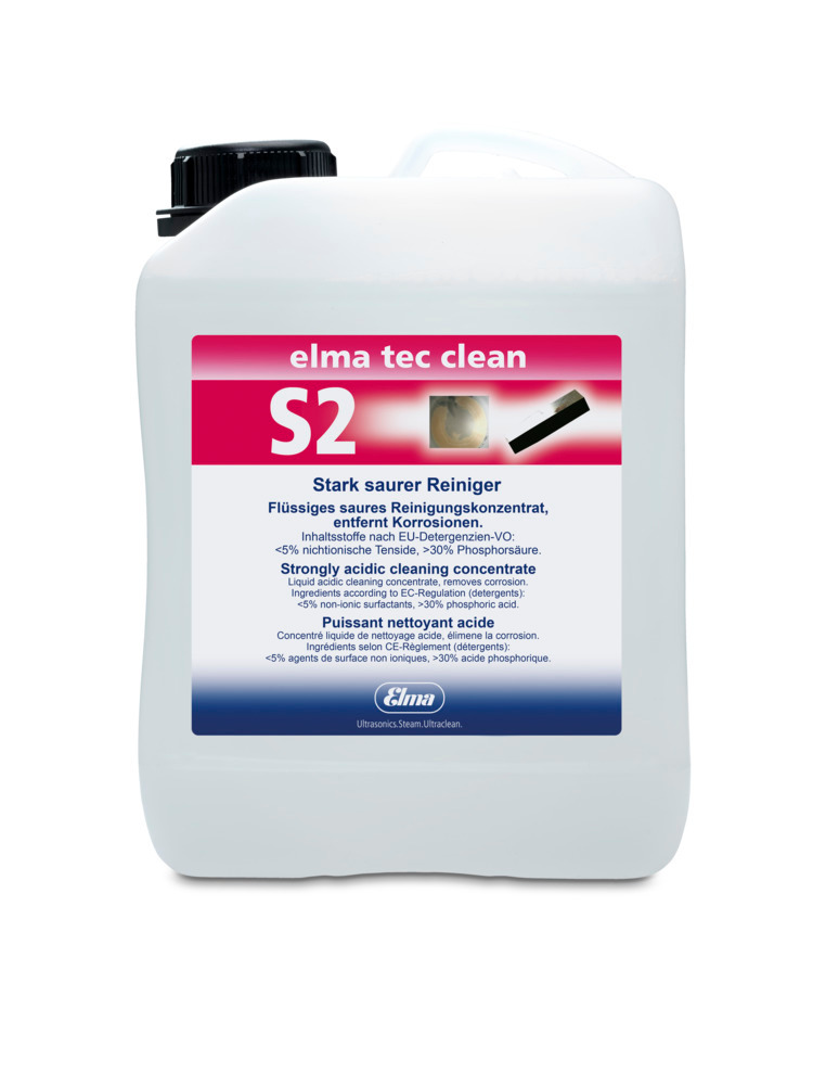 Cleaning agent elma tec clean S2 for ultrasonic cleaner, strongly acidic, 2.5 litres - 1