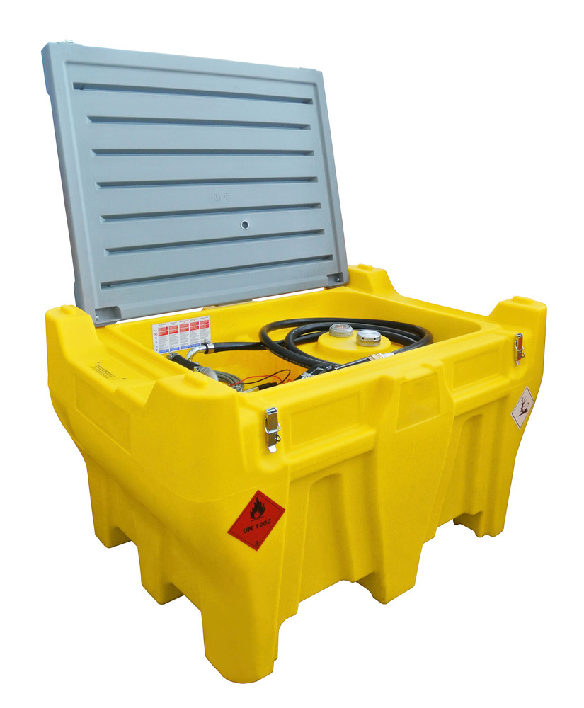 Mobile fuel tank for diesel, 330 litres, pick-up version, with 24 V high-flow pump, with lid - 1
