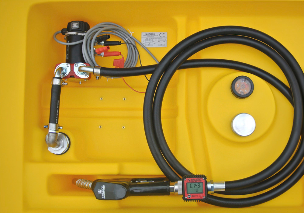 Mobile fuel tank for diesel, 330 litres, with 24 V high-flow pump, with lid - 4