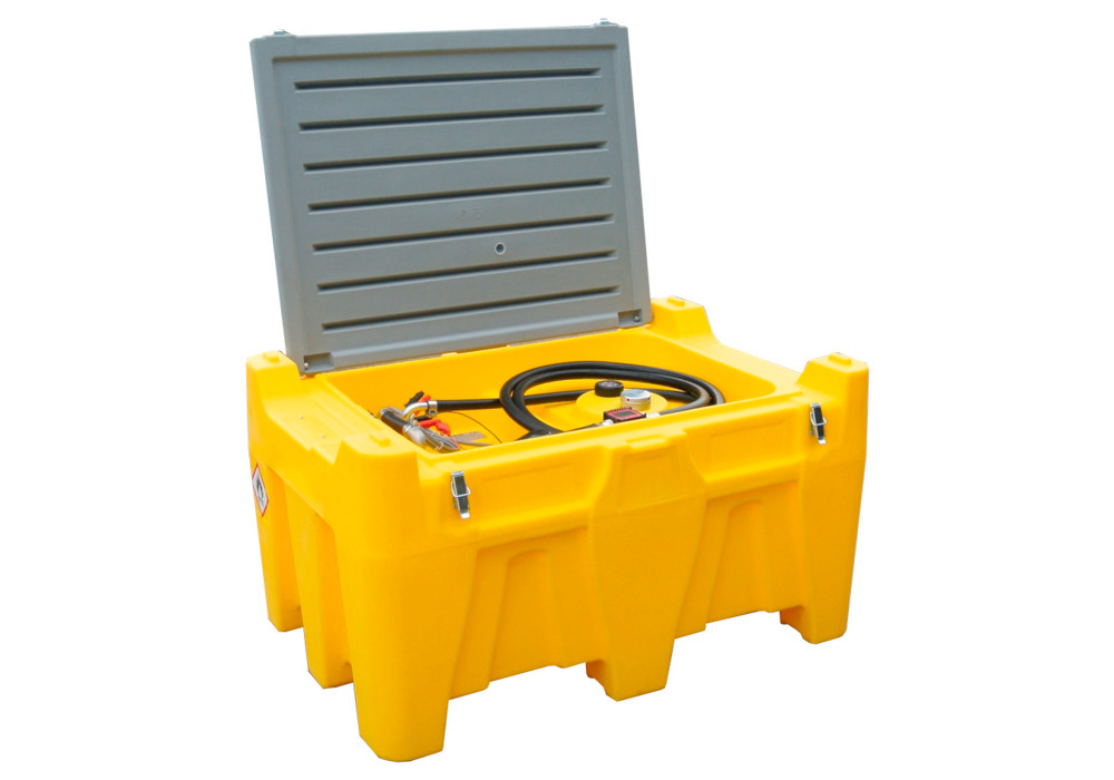 Mobile fuel tank for diesel, 330 litres, with 12 V high-flow pump, with lid - 1