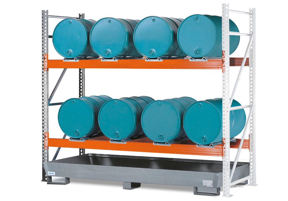 Combi shelves 2 L8-I for 8 drums each holding 205 litres, with a galvanized sump, extension module - 1