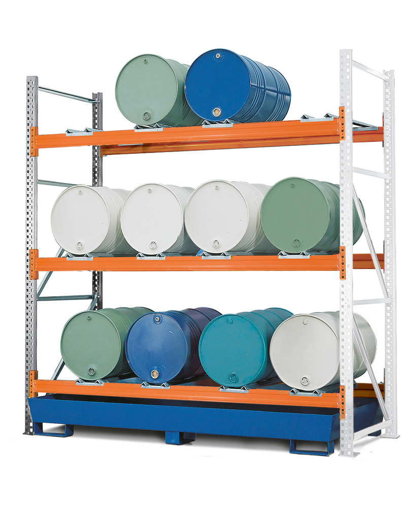Combi shelves 3 L12-I for 12 drums each holding 205 litres, with a painted sump, extension module - 1