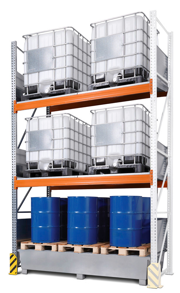 Combi-Regal 4 K6-I mit verzinkter Auffangwanne, für 6 IBC à 1000 Liter, Anbaufeld - 2