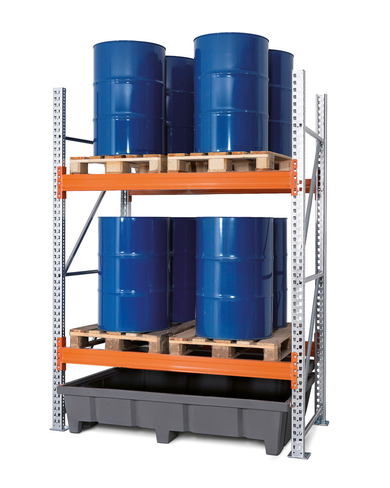 Pallet racking PRP 18.25 for 4 Euro or 2 chemical pallets, with 2 storage levels, basic system - 1