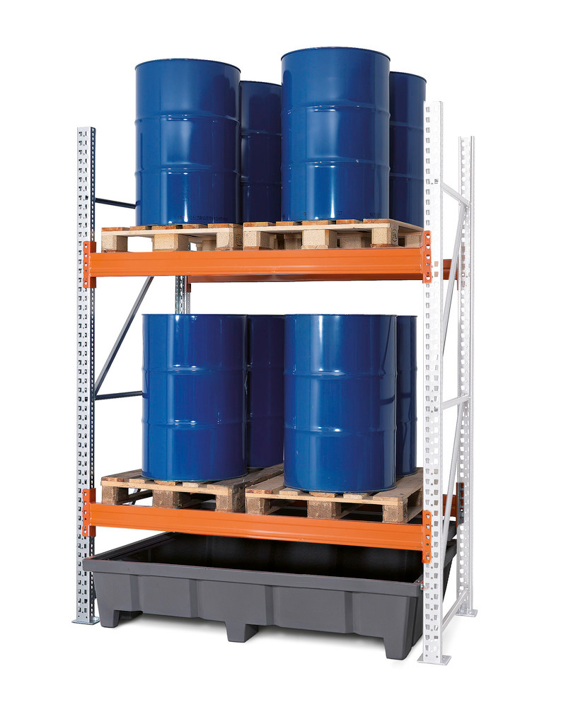 Pallet racking PR 18.25 for 4 Euro or 2 chemical pallets, with 2 storage levels, extension system - 1