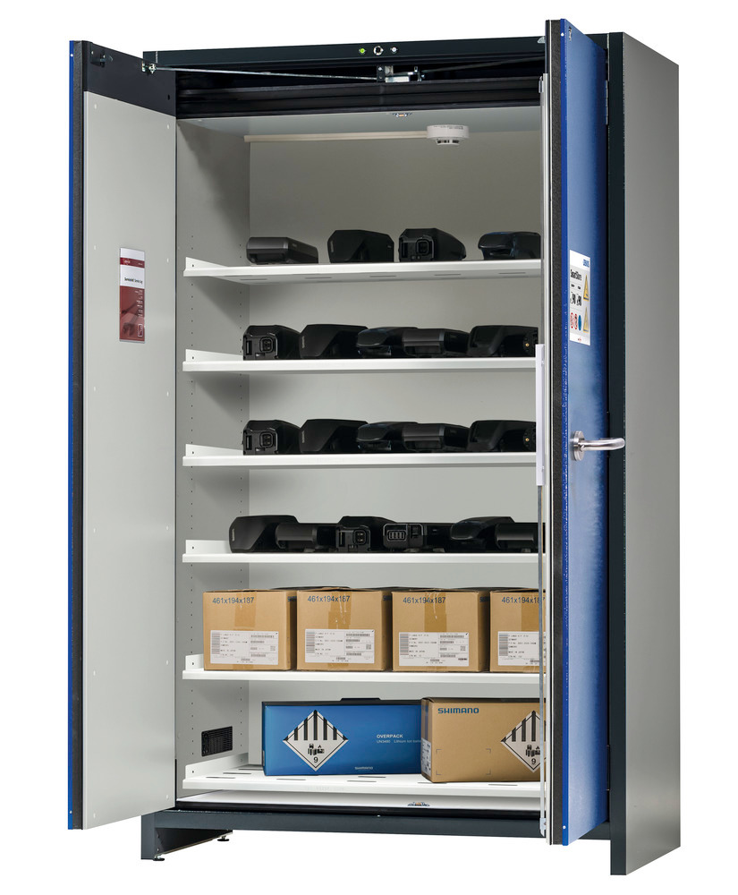 Armario para almacenamiento de baterías de litio asecos SafeStore Core, 6 estantes, ancho 1200 mm - 1