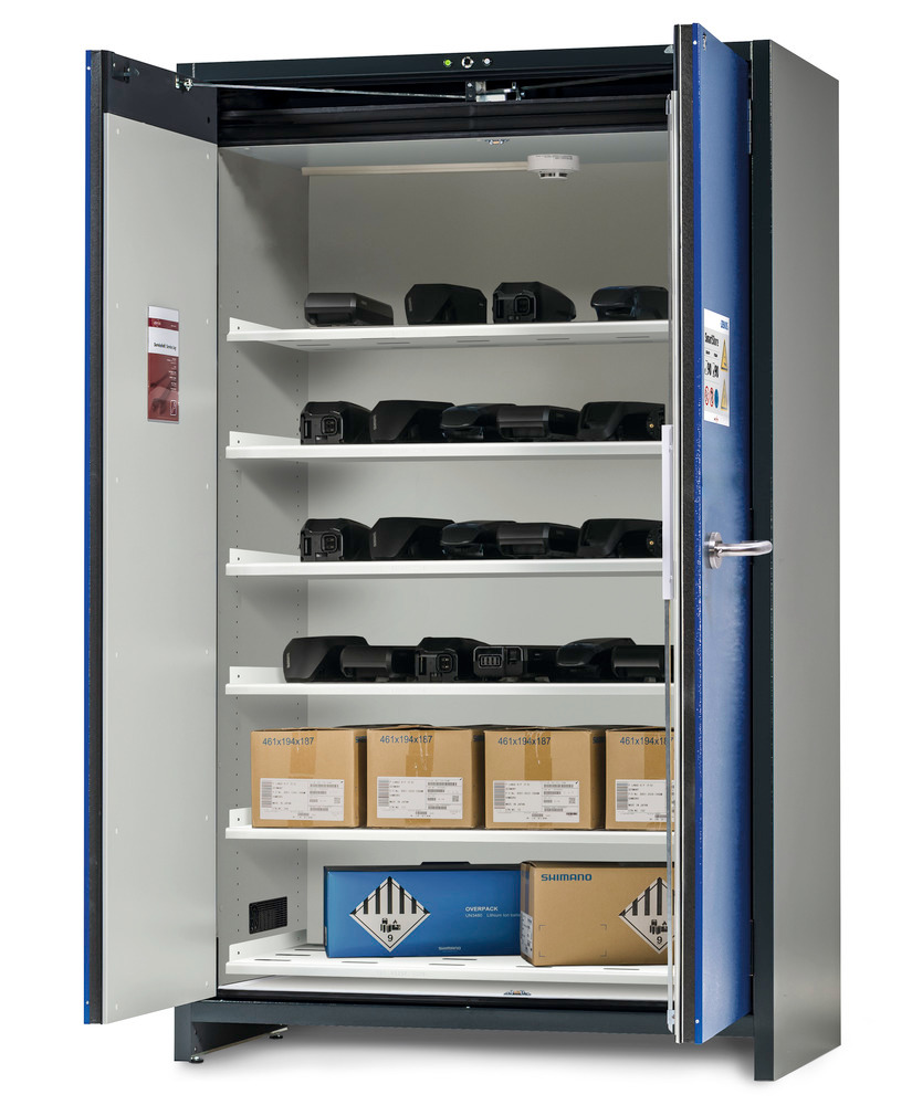 asecos lithium-ion battery storage cabinet, SafeStore Core, 6 shelves, W 1200 mm - 1
