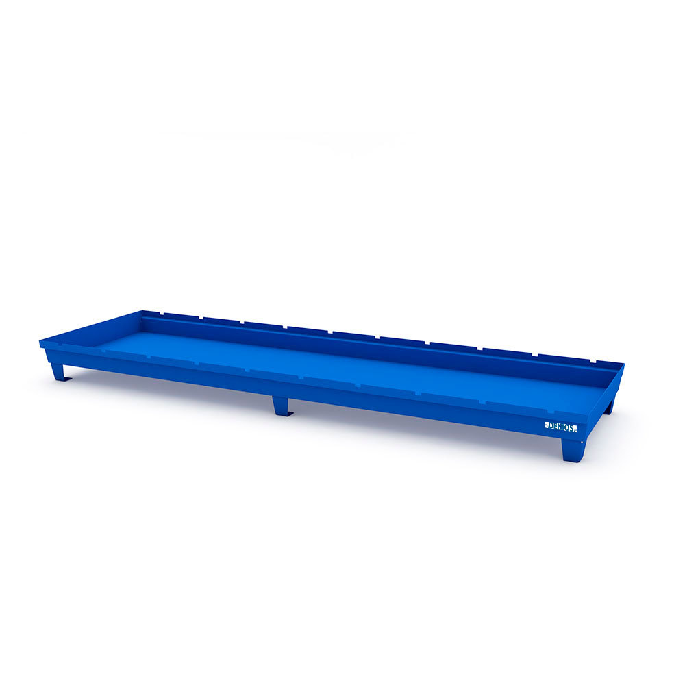 Spill Containment Pallet - 4 Drum Inline Capacity - No Grating - Forklift Access - Painted Steel - 1