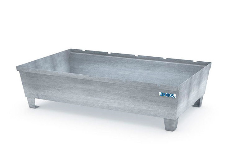 Spill Containment Pallet - 2 Drum Capacity - No Grating - Forklift Access - Galvanized Steel - 1