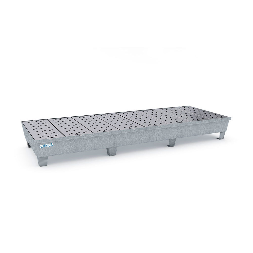 Spill Containment Pallet - 3 Drum Capacity - Removable Grating - Forklift Access - Galvanized Steel - 1