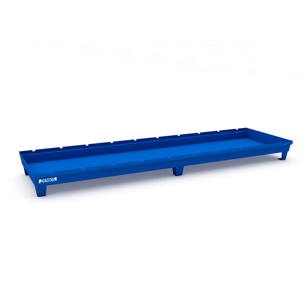 Spill Containment Pallet - 4 Drum Inline Capacity - No Grating - Forklift Access - Painted Steel - 2
