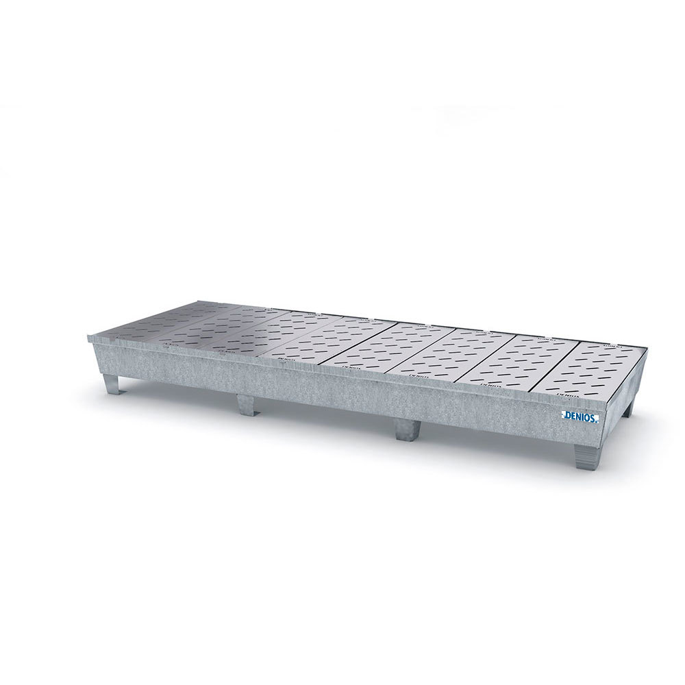 Spill Containment Pallet - 3 Drum Capacity - Removable Grating - Forklift Access - Galvanized Steel - 2