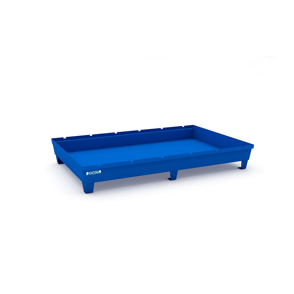 Spill Containment Pallet - 6 Drum Capacity - No Grating - Forklift Access - Painted Steel - 2