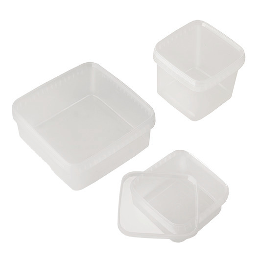 Universal tub in PP, square shape, tamper-evident ring, 600 ml, Pack = 100 pieces - 1