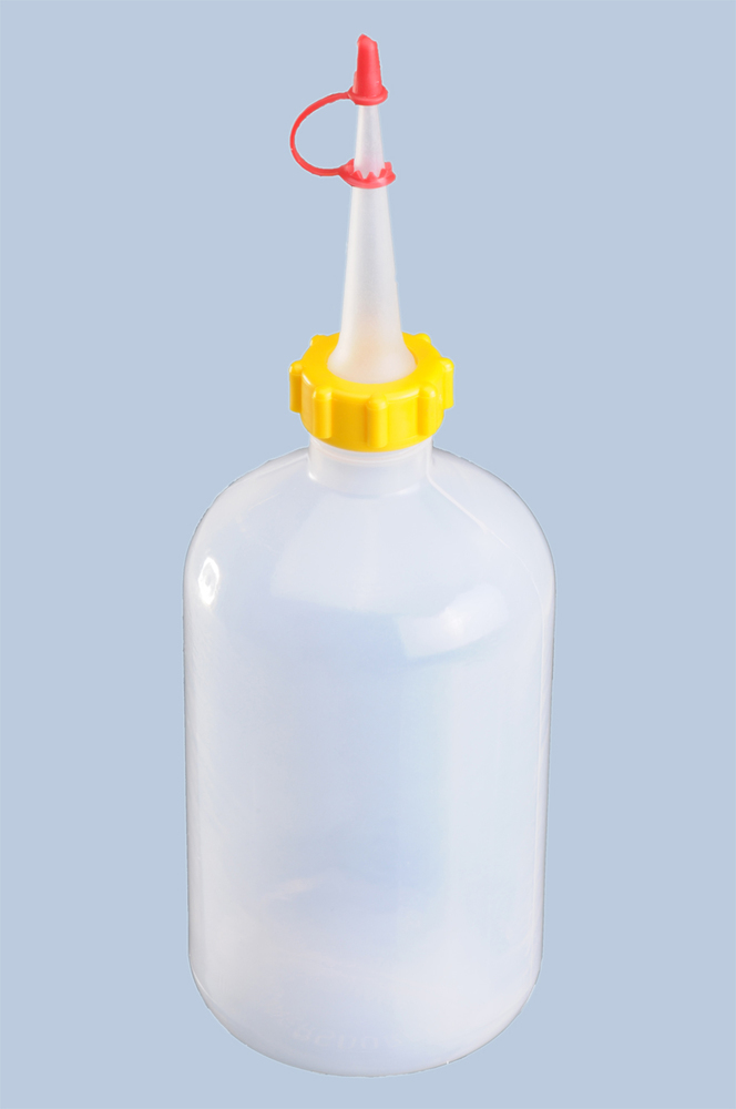 Doseringsflaske i plast, volumen 500 ml, rund, naturfarvet, 24 stk. - 1