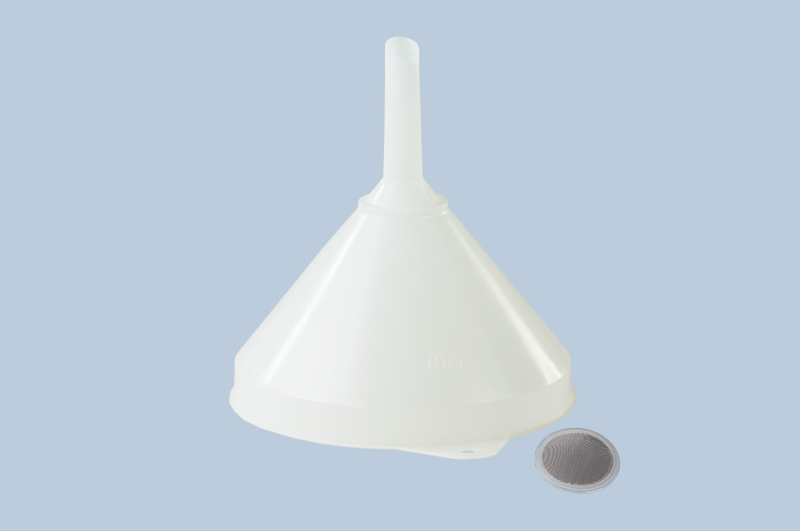 Plastic funnel, diameter 208 mm, with suspension eye, overflow rim and strainer, Pack = 10 pieces - 1