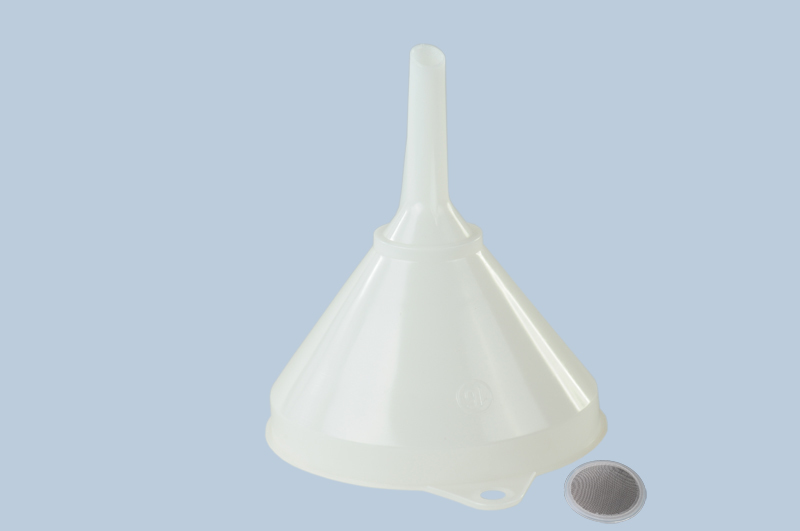 Plastic funnel, diameter 168 mm, with suspension eye, overflow rim and strainer, Pack = 10 pieces - 1