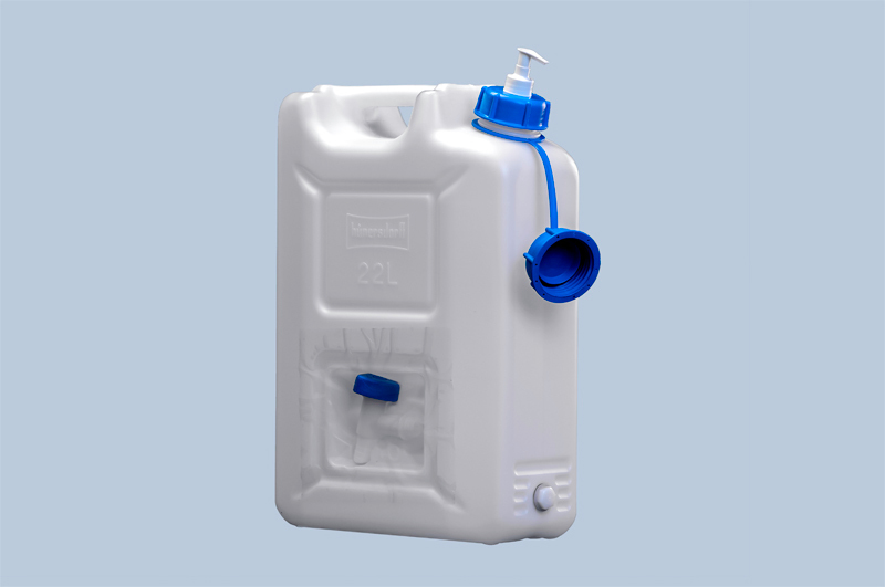 Hygiene-Kanister, 22 l, integrierter Spender für Seife oder  Desinfektionsmittel, VE = 3 Stück - 1