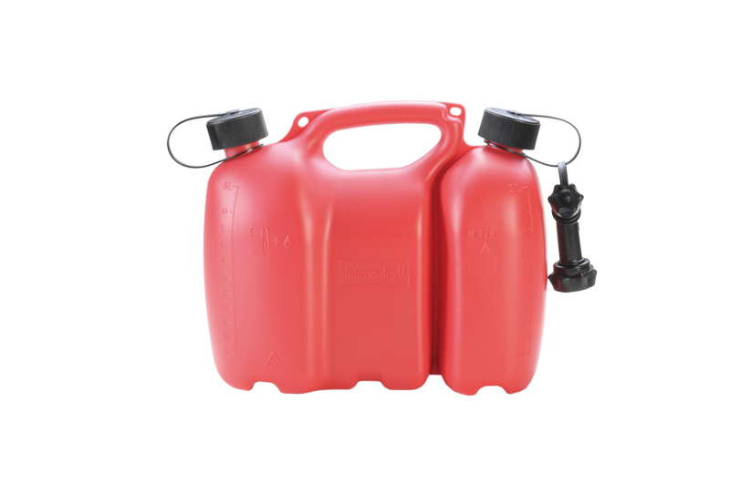 Kanister podwójny do paliwa, zintegr. pojemnik oleju, 6+3 l, czerwony, z dopuszczeniem UN, PU=4szt. - 1