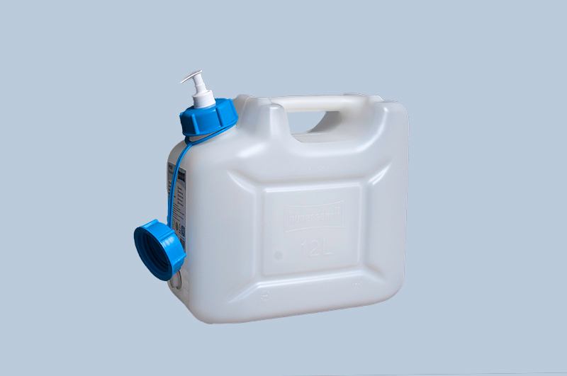 Hygiene-Kanister, 12 l, integrieter Spender für Seife oder  Desinfektionsmittel, VE = 4 Stück - 4