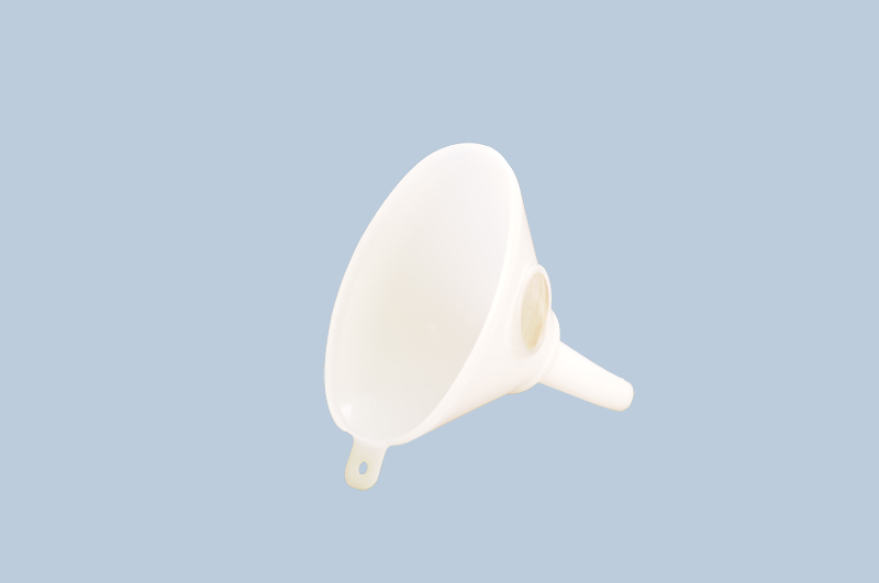 Oval funnel in plastic, 117 x 116 mm, with eyelet for hanging and strainer, Pack = 12 pieces - 1