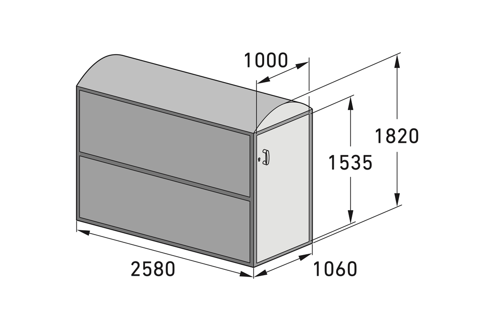 Fahrradgarage BIKEBOX Maxi-2, Stahlblech, Fahrräder, Pedelecs, E-Bikes (BxTxH) 1060 x 2580 x 1820 mm - 5