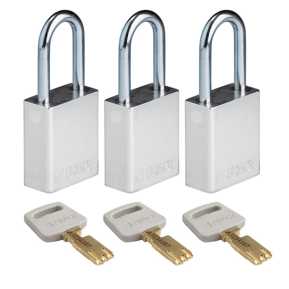 SafeKey padlocks, with steel shackle, Pack = 3 pieces, clear shackle height 38.10 mm, white - 1