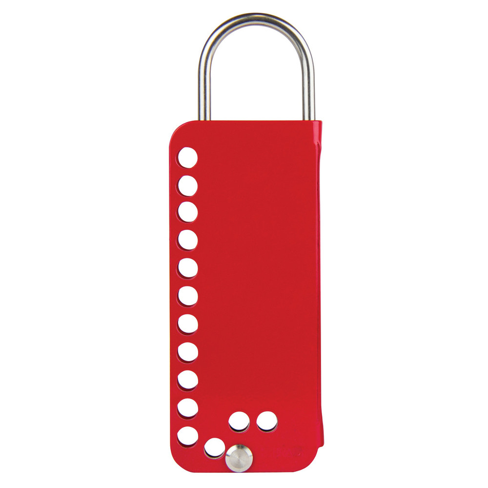 Two-stage lockout device with 12 holes for safety locks, red - 1