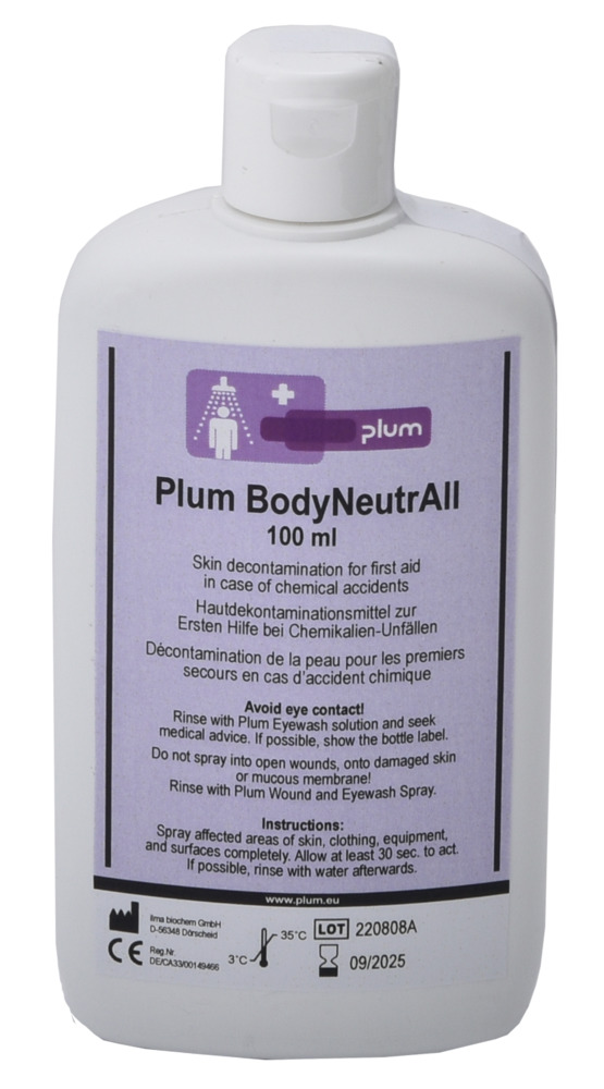 Dekontaminationslösung Plum BodyNeutrAll, Notfallflasche im Taschenformat zum Mitnehmen, 100 ml - 1