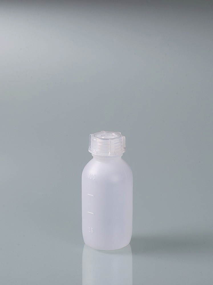 Weithalsflasche aus HDPE, mit geprägter Inhaltsskala, 100 ml, VE = 96 Stück - 2