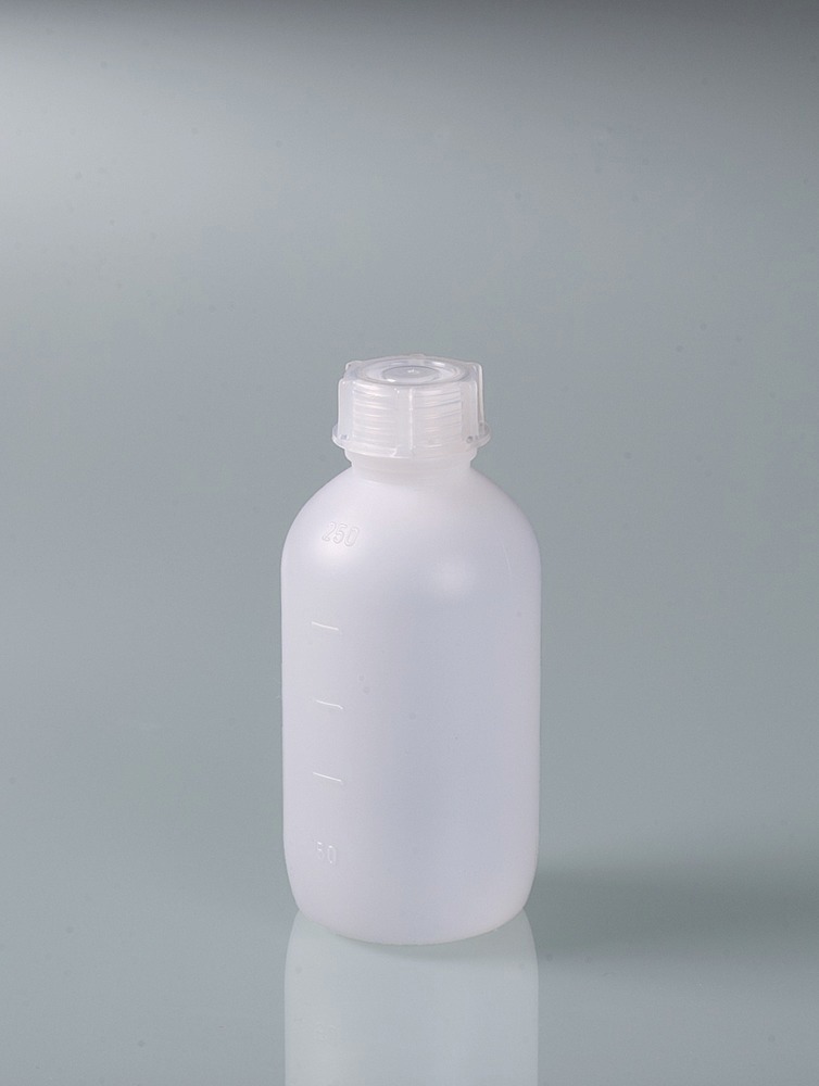 Flaske med bred hals, af HDPE, med indholdsskala, 100 ml, 96 stk. / pakke - 3