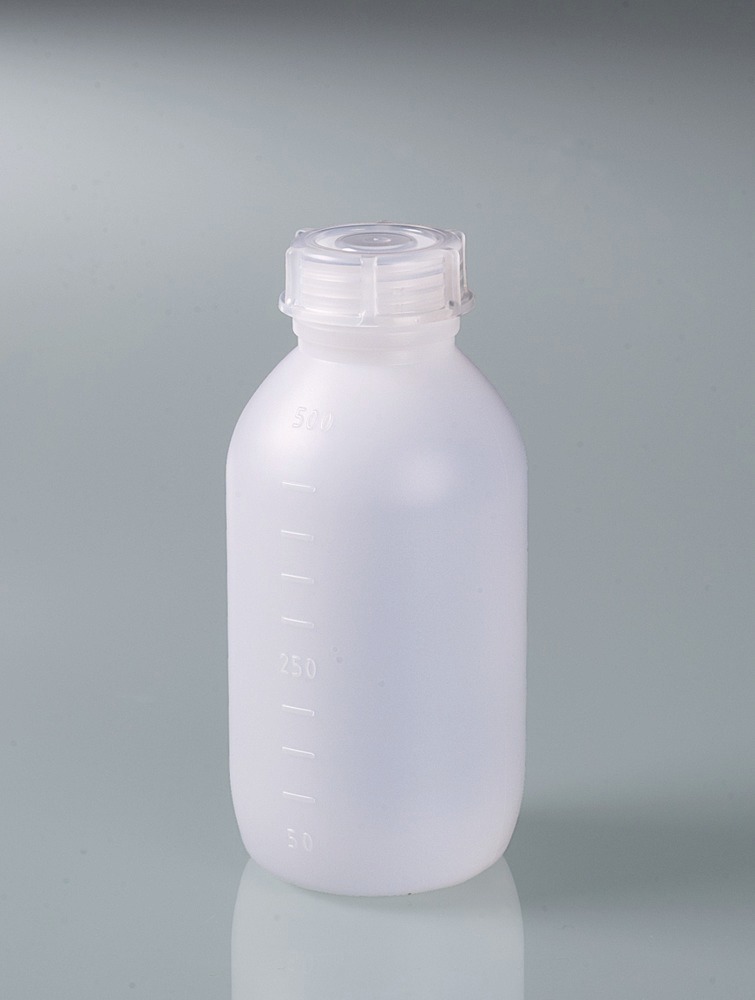 Flaske med bred hals, af HDPE, med indholdsskala, 100 ml, 96 stk. / pakke - 4