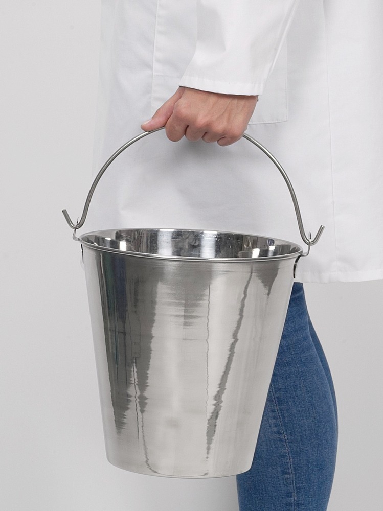 Bucket in stainless steel 1.4301, with carry handle, autoclavable, 10 litres, Pack = 2 pieces - 4