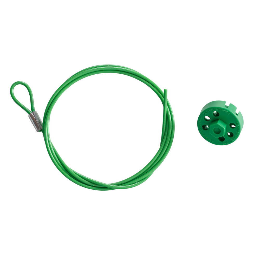 Cable locking system, polypropylene cable, length 1.5 m, green - 1