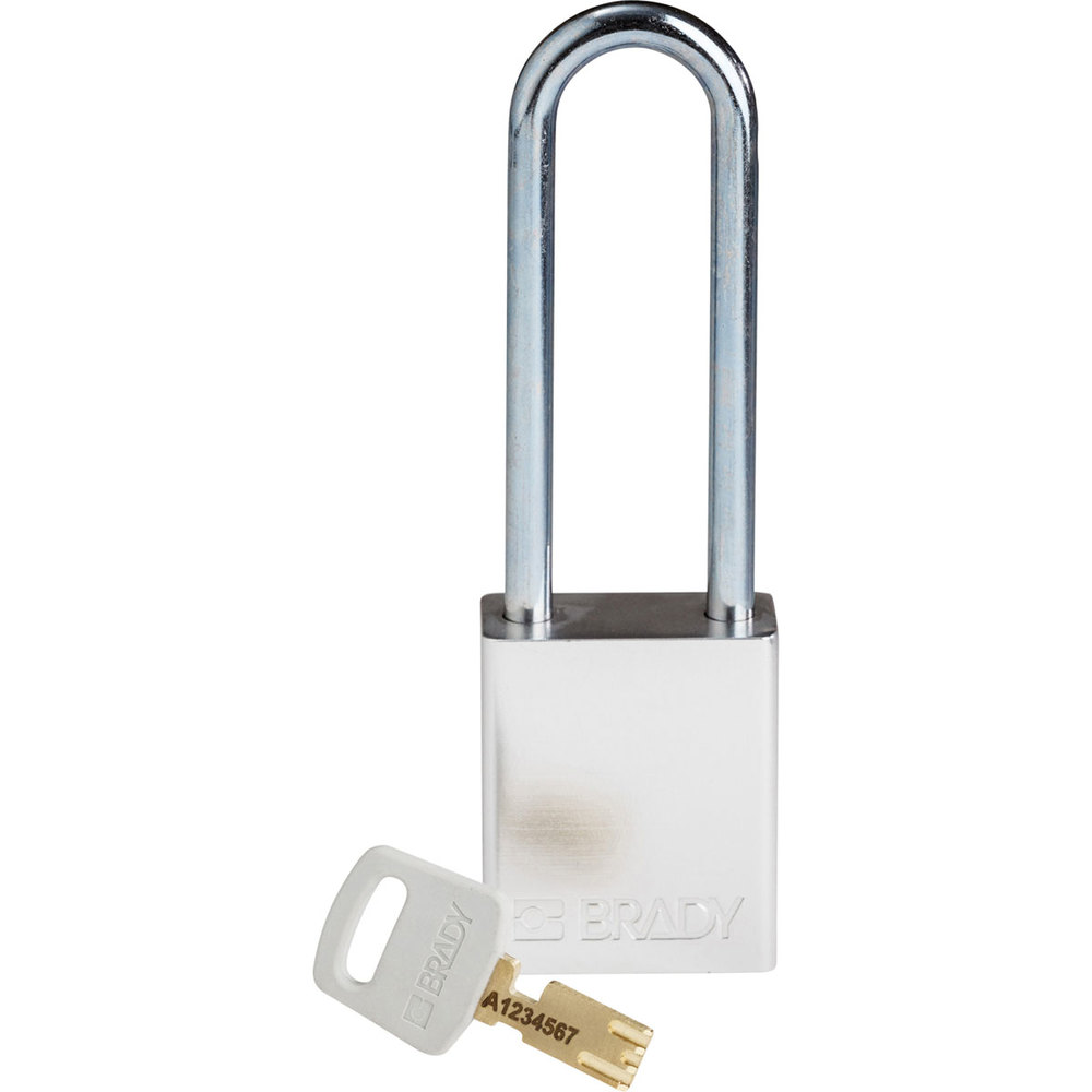 SafeKey padlock, aluminium, clear shackle height 76.20 mm, white - 1