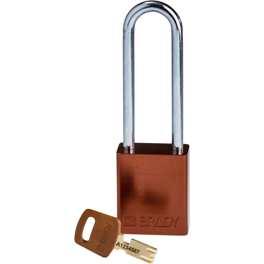 SafeKey padlock, aluminium, clear shackle height 76.20 mm, brown - 1