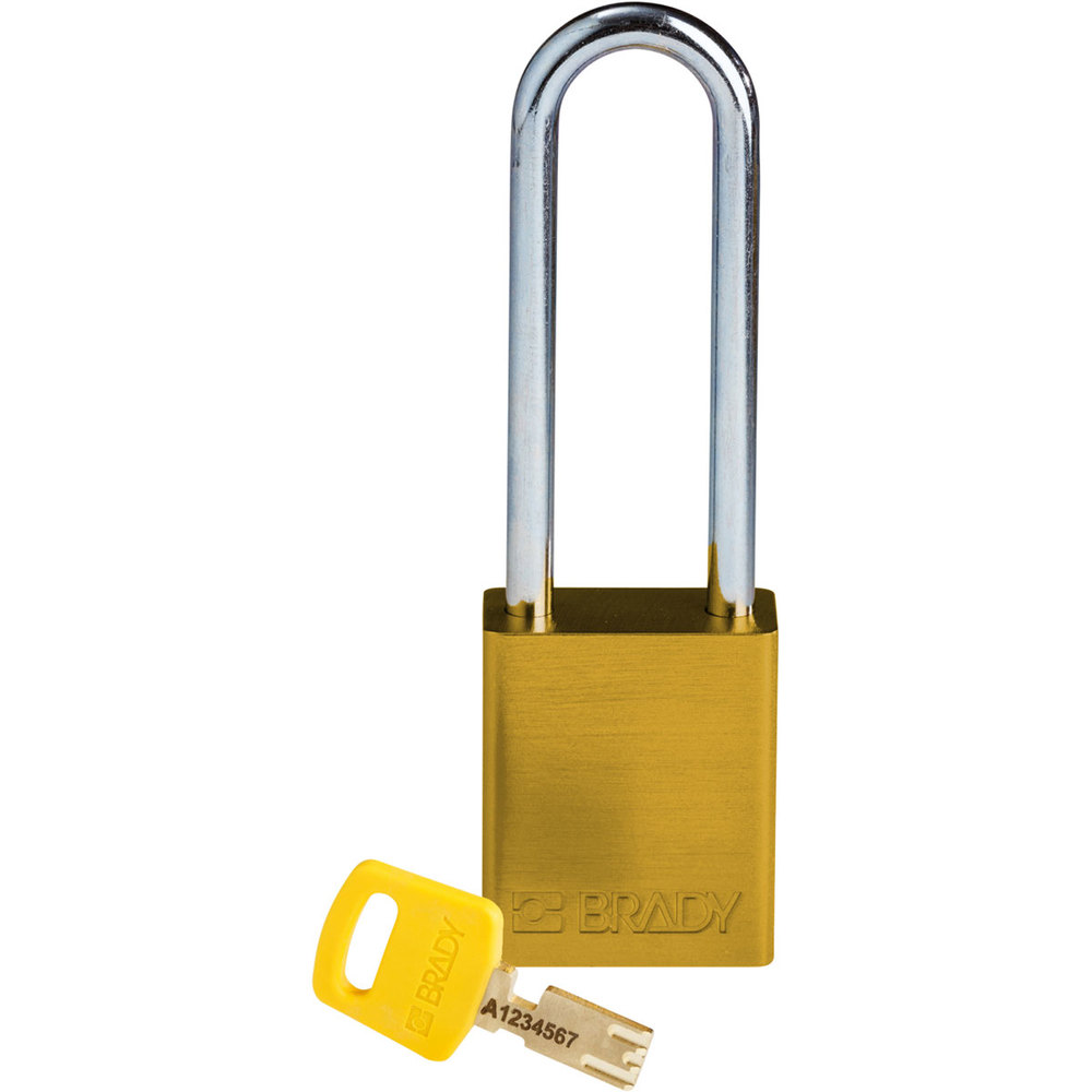 SafeKey padlock, aluminium, clear shackle height 76.20 mm, yellow - 1