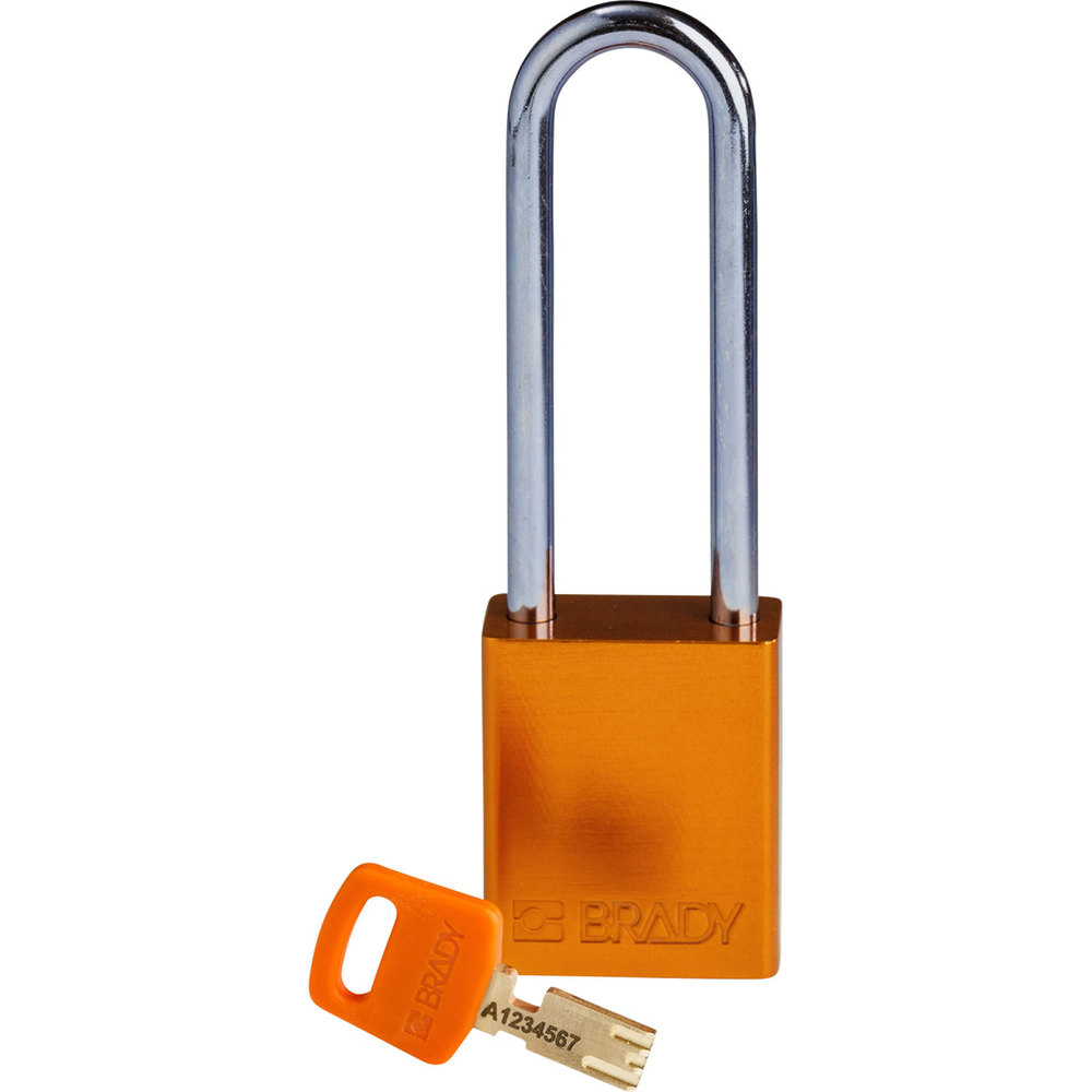 SafeKey padlock, aluminium, clear shackle height 76.20 mm, orange - 1