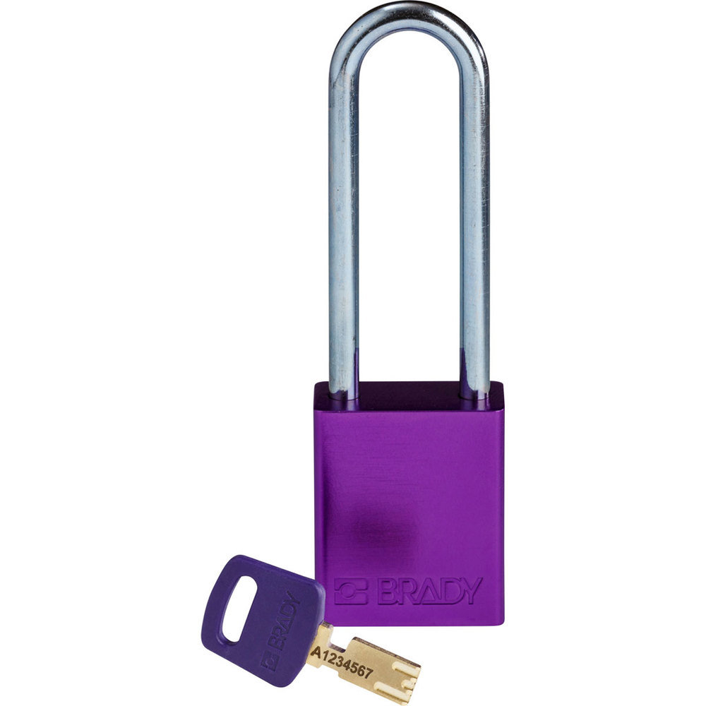 SafeKey padlock, aluminium, clear shackle height 76.20 mm, purple - 1