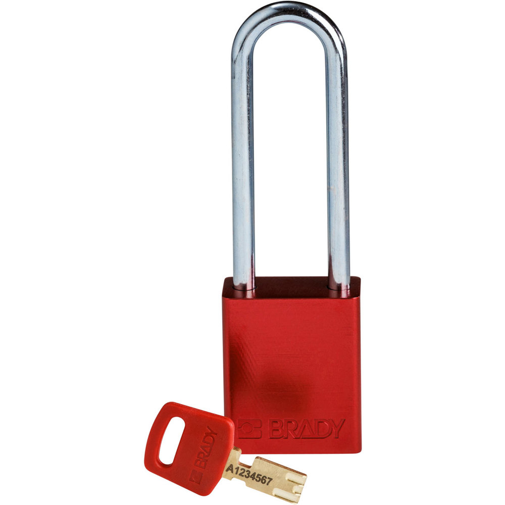 SafeKey padlock, aluminium, clear shackle height 76.20 mm, red - 1