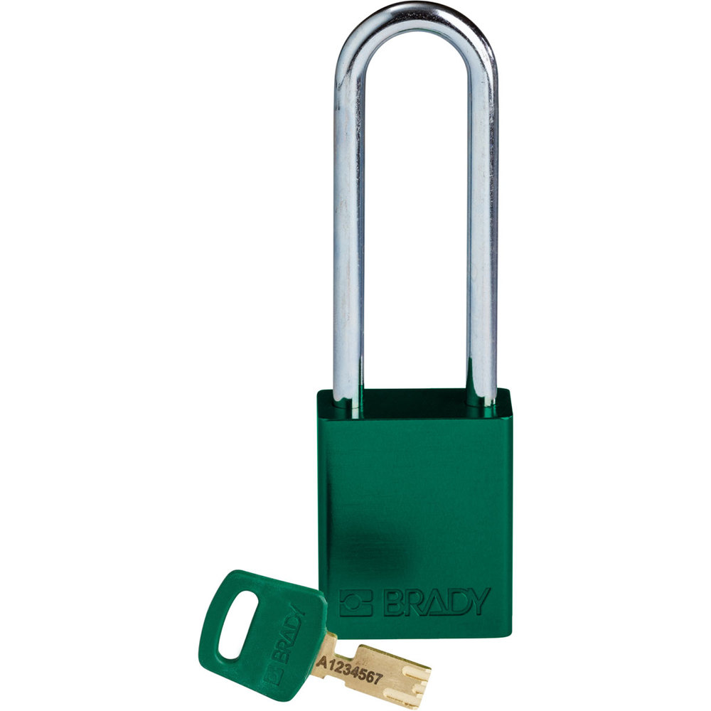 SafeKey padlock, aluminium, clear shackle height 76.20 mm, green - 1
