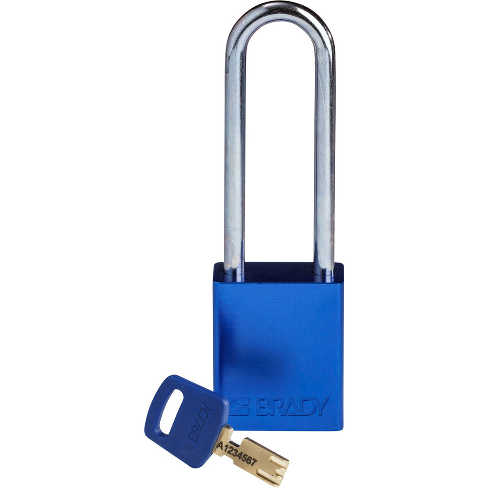 SafeKey padlock, aluminium, clear shackle height 76.20 mm, blue - 1