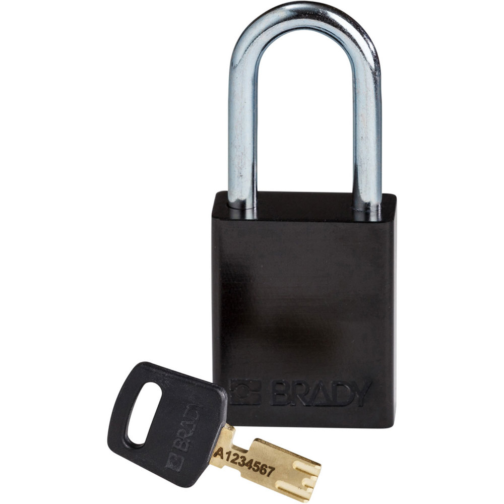 SafeKey padlock, aluminium, clear shackle height 38.10 mm, black - 1