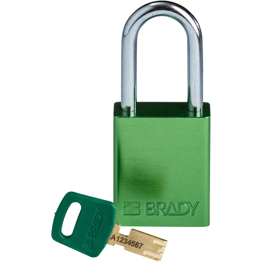 SafeKey padlock, aluminium, clear shackle height 38.10 mm, green - 1